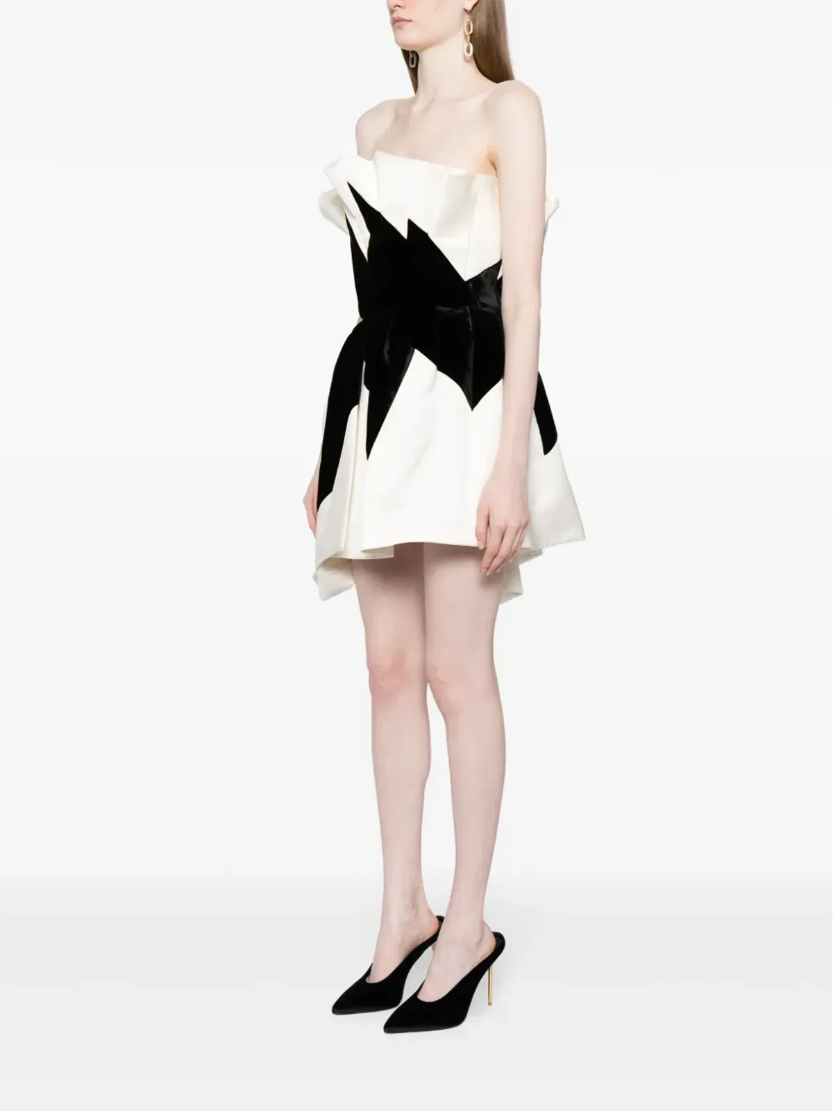 Zuhair Murad ストラップレス フレア ミニドレス ブラック - 画像3