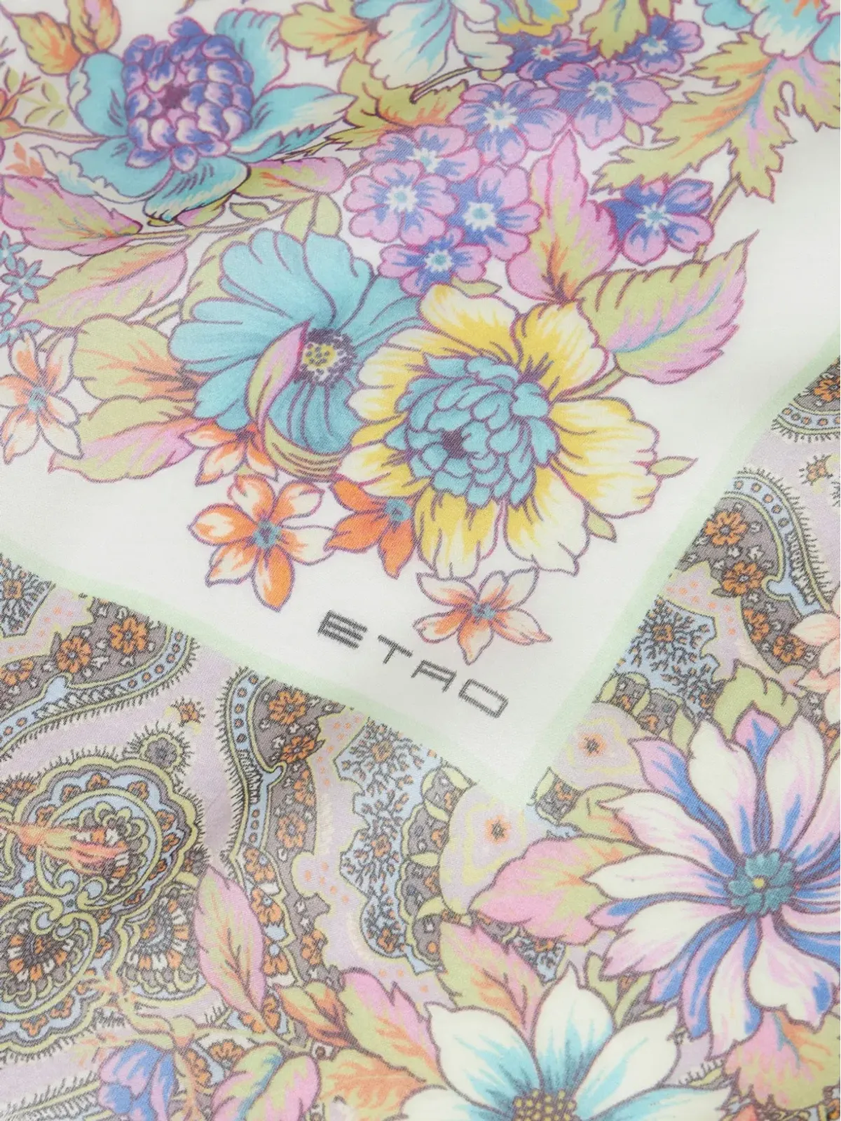 ETRO フローラルプリント シルクスカーフ - ニュートラルカラー - 画像2