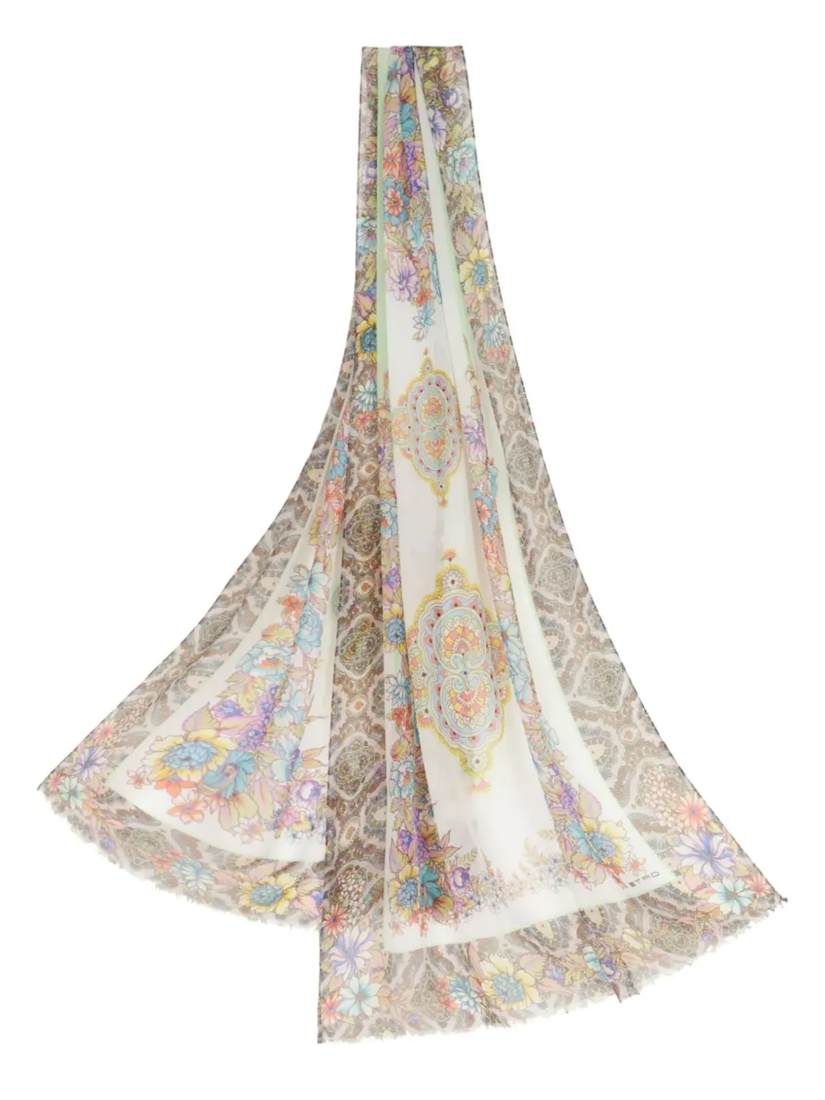 ETRO フローラルプリント シルクスカーフ - ニュートラルカラー - 画像3