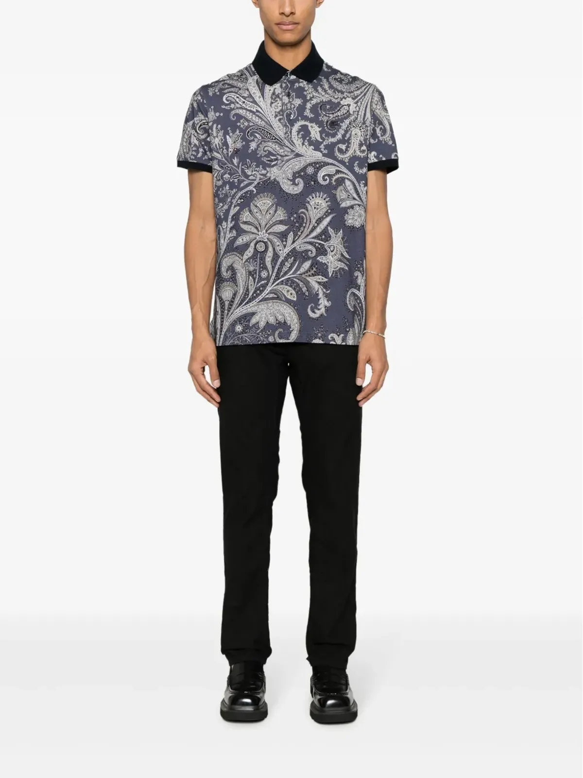 ETRO ジャカード スリムフィット ジーンズ ブラック - 画像2