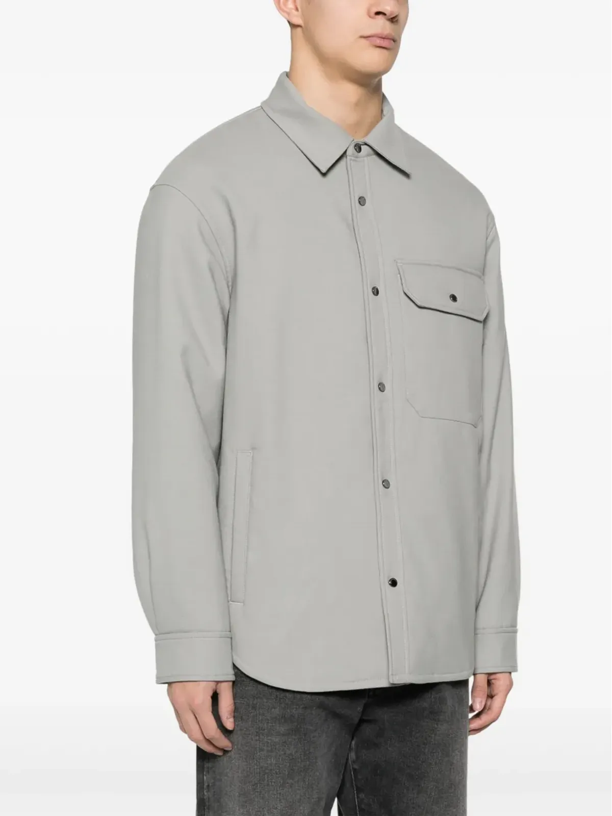 Emporio Armani パディド入りシャツジャケット グレー - 画像3