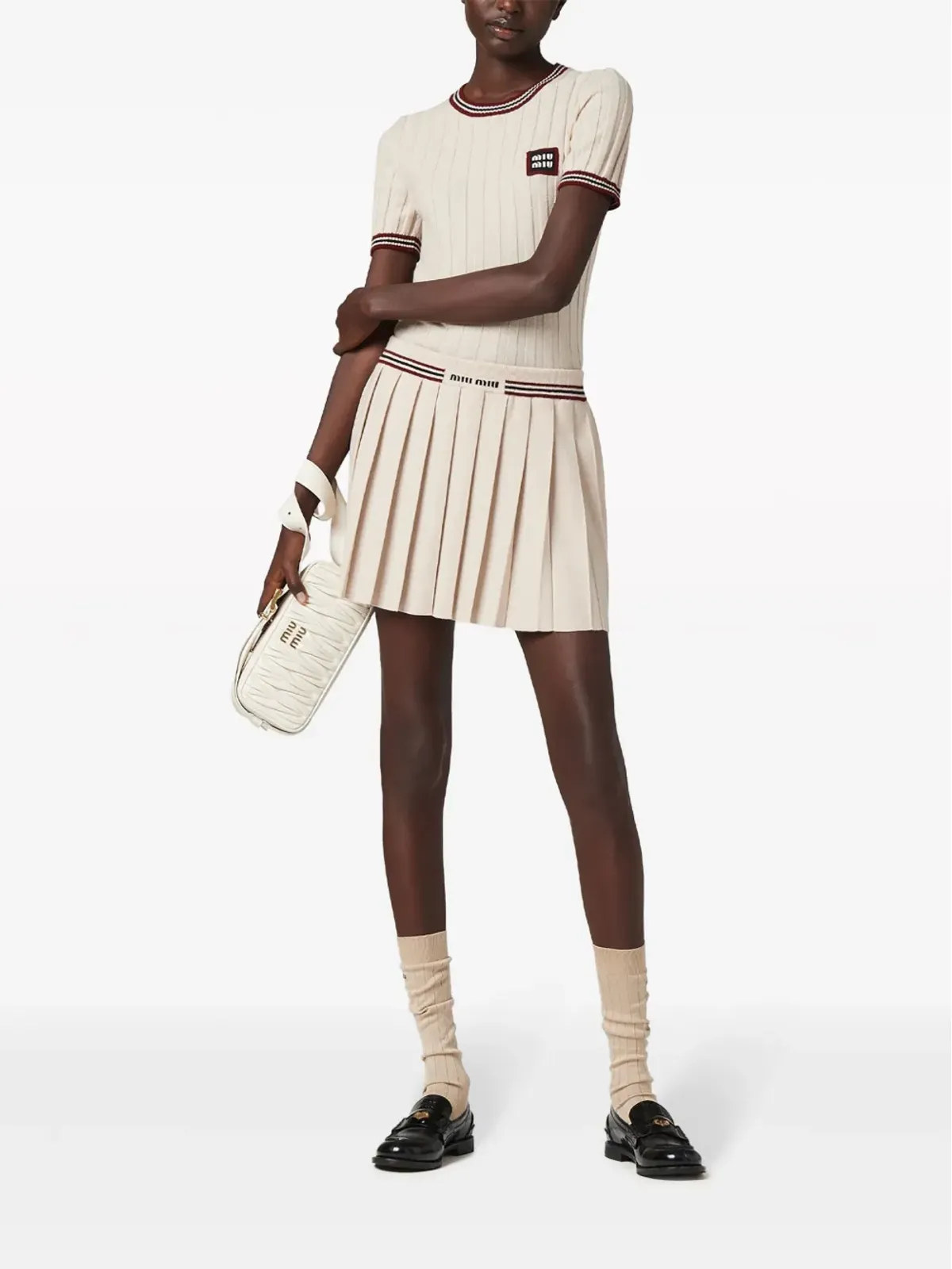 Miu Miu ロゴアップリケ カシミヤトップ - 画像2