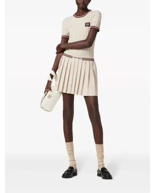 Miu Miu ロゴアップリケ カシミヤトップ - サムネイル2
