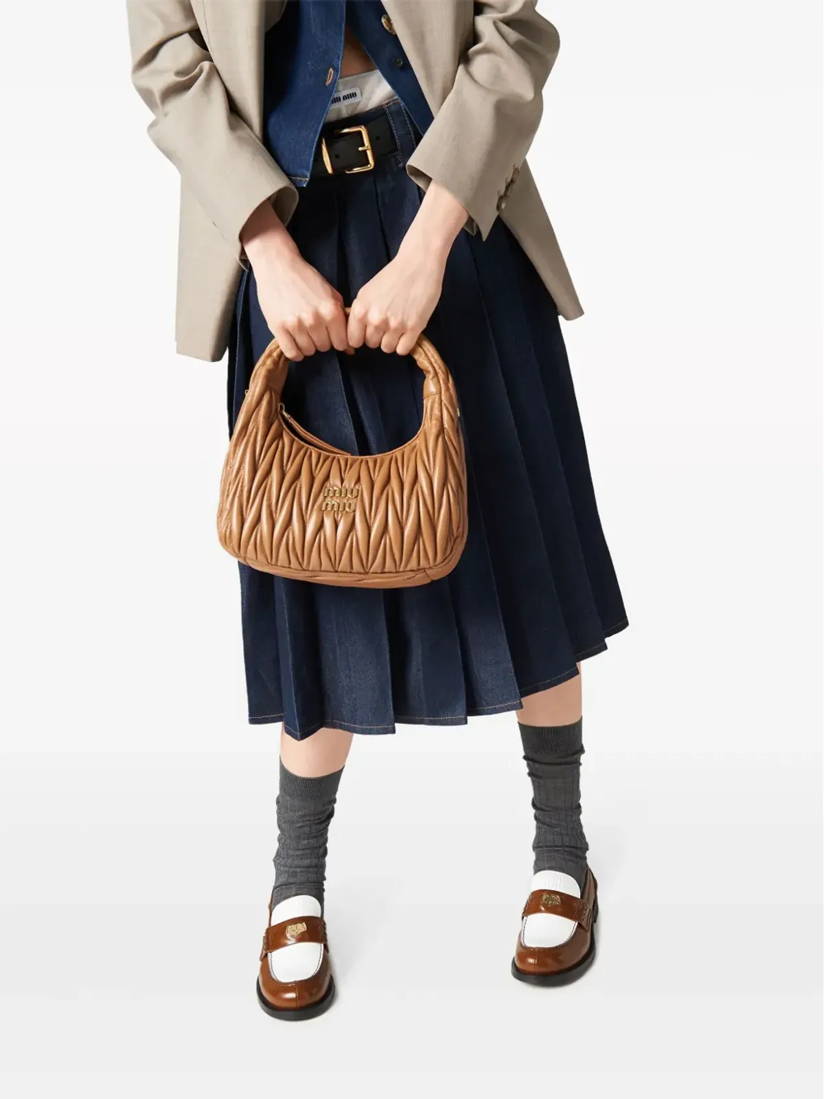 Miu Miu ツートーン レザー ペニーローファー ブラウン - 画像5