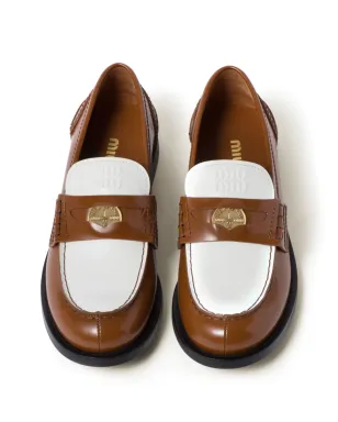 Miu Miu ツートーン レザー ペニーローファー ブラウン - サムネイル4