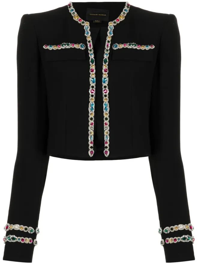 Zuhair Murad Zuhair Murad クリスタル装飾カディ クロップドジャケットの商品画像