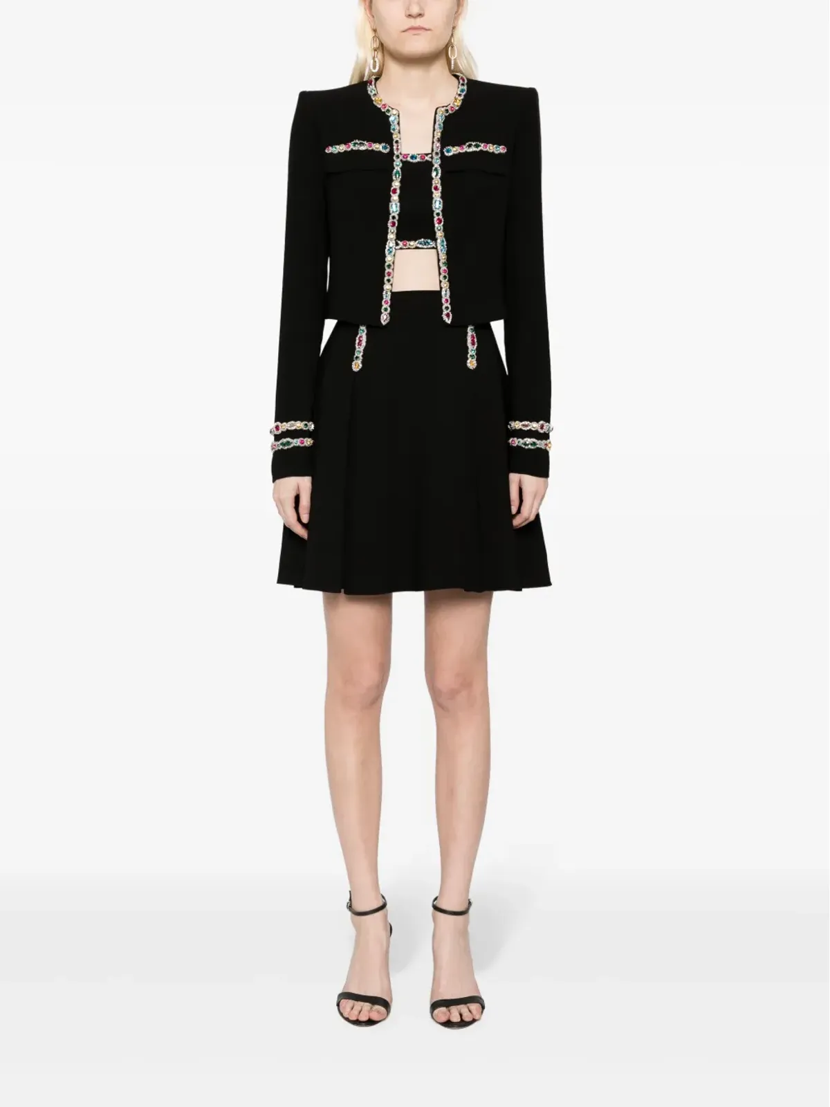 Zuhair Murad クリスタル装飾カディ クロップドジャケット - 画像2