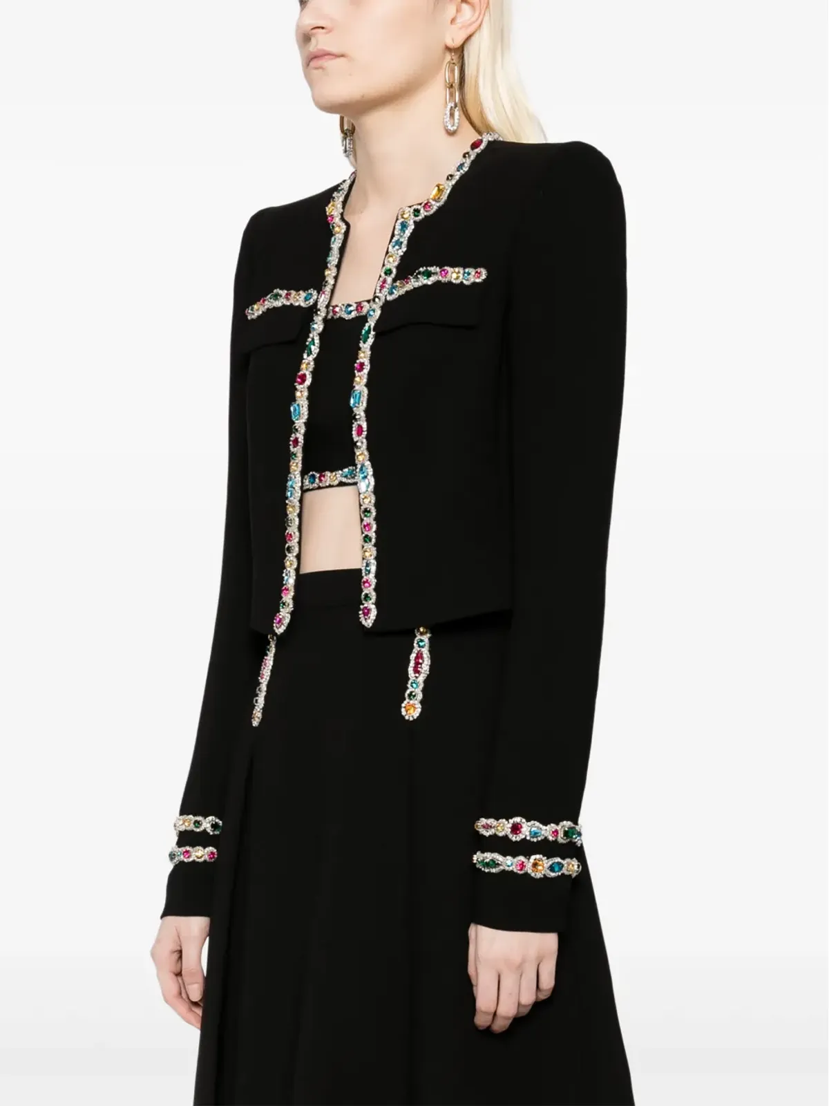 Zuhair Murad クリスタル装飾カディ クロップドジャケット - 画像3
