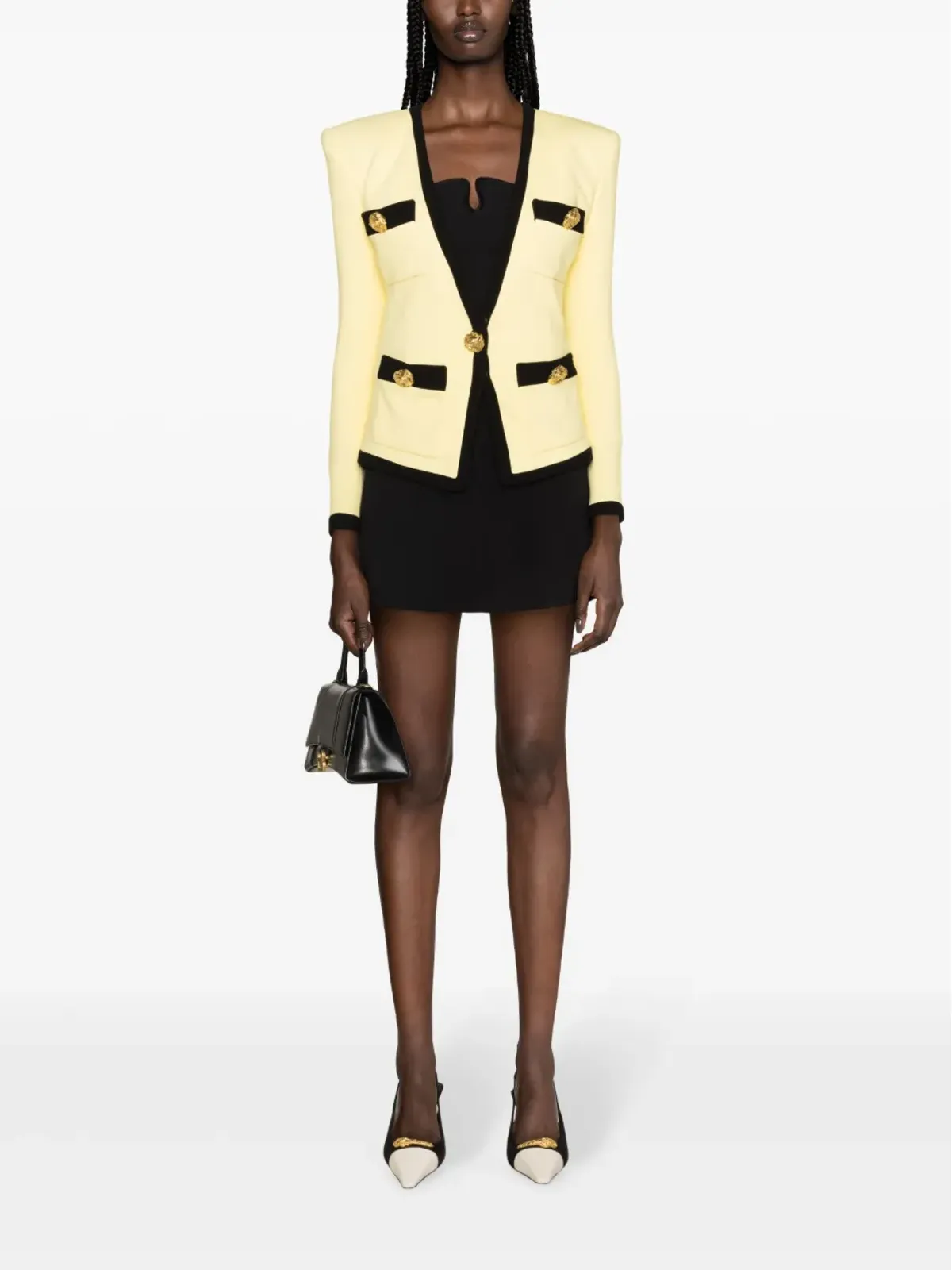 Balmain ノーカラー クレープ ブレザー - イエロー - 画像2