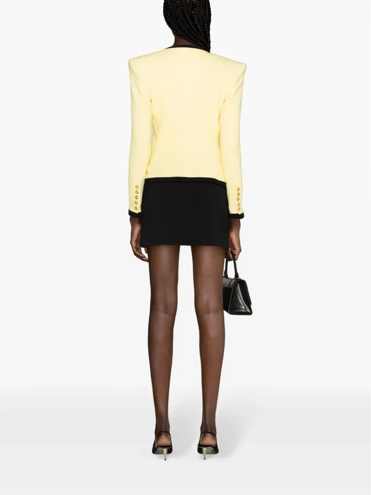 Balmain ノーカラー クレープ ブレザー - イエロー - 画像4