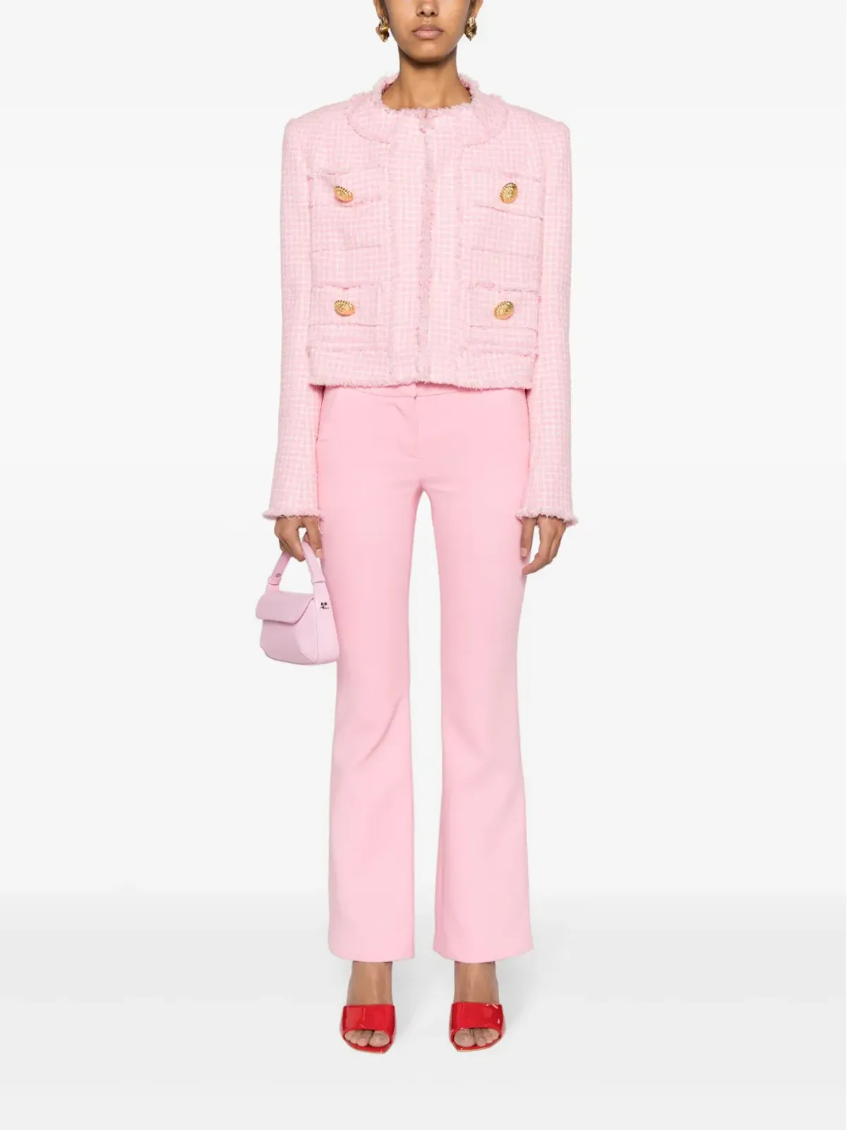 Balmain クレープ素材のフレアパンツ ピンク - 画像2