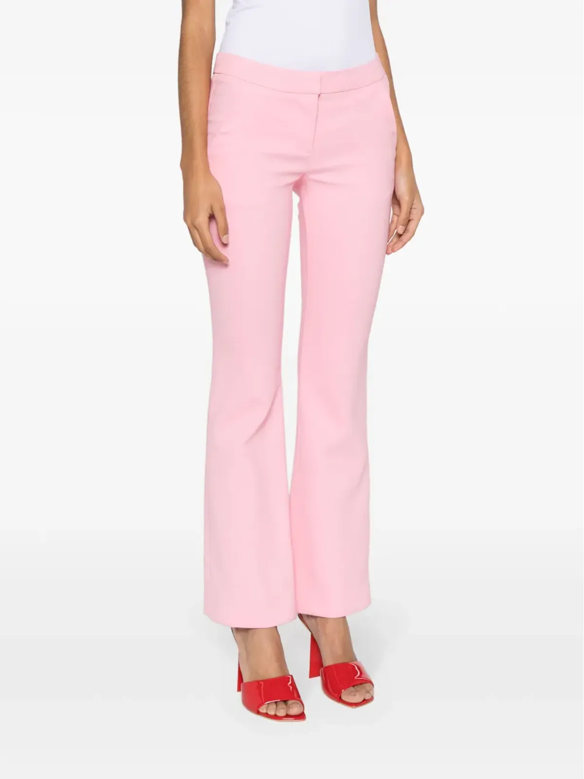 Balmain クレープ素材のフレアパンツ ピンク - 画像3