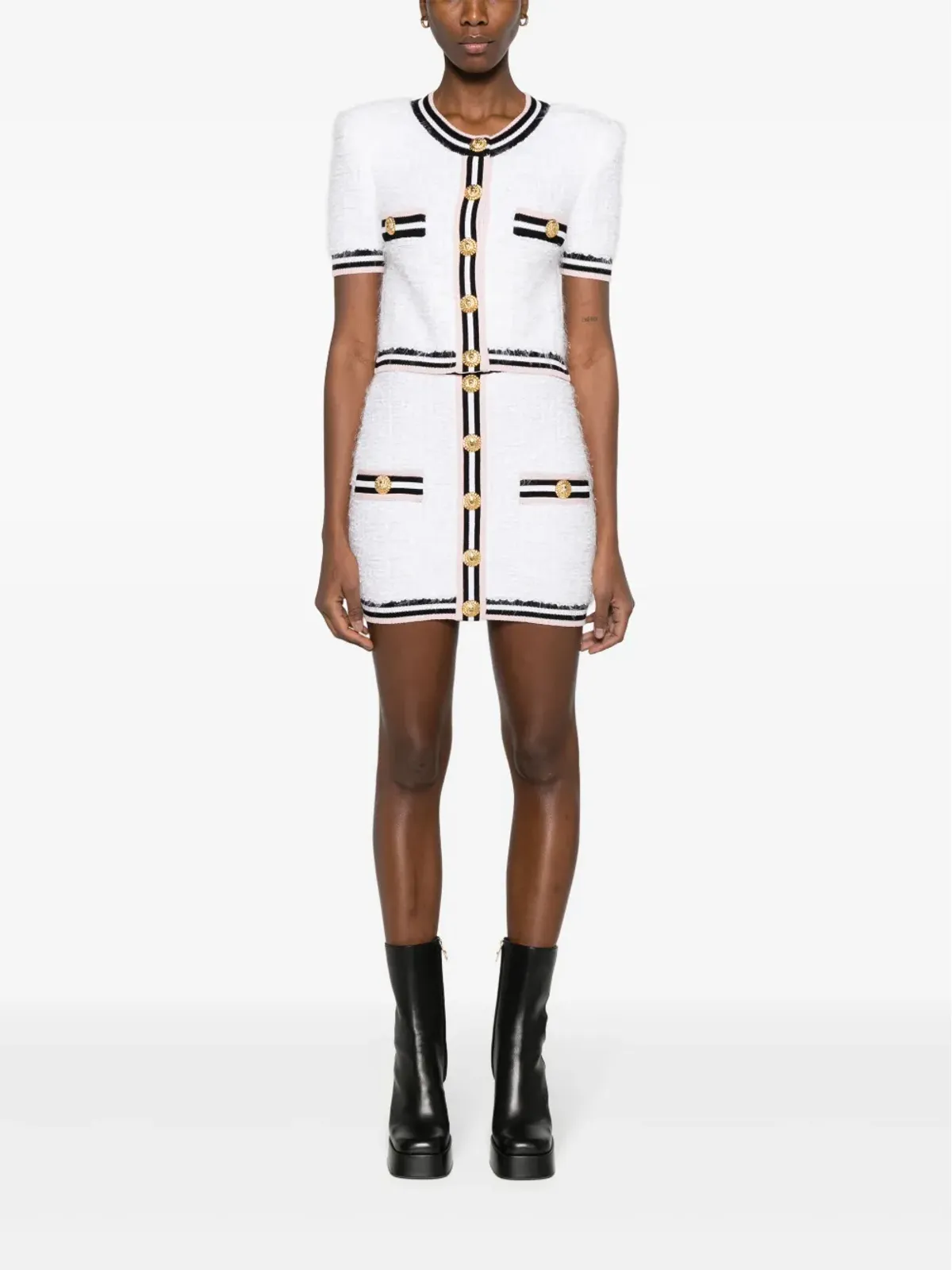 Balmain Maze モノグラムジャカード織 ミニスカート - ホワイト - 画像2
