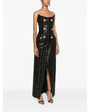 Balmain スパンコール付きメタリックツイード ガウン ブラック - サムネイル3