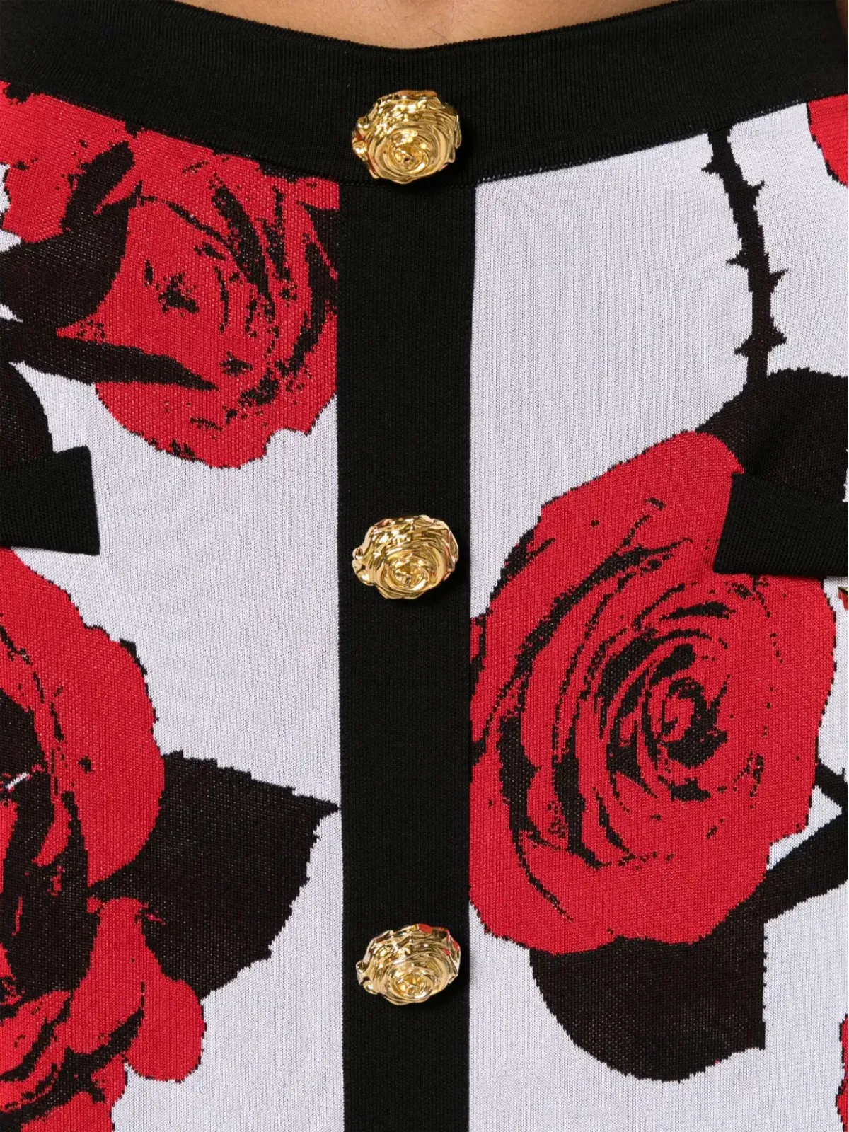 Balmain フローラルジャカード ミディスカート ホワイト - 画像5