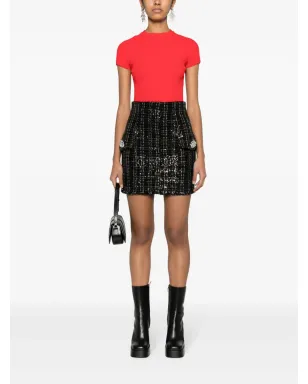 Balmain スパンコール付きツイード ミニスカート ブラック - サムネイル2
