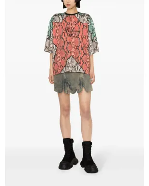 Balmain パイソン柄プリントのオーガニックコットンTシャツ - レッド - サムネイル2