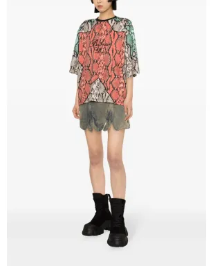Balmain パイソン柄プリントのオーガニックコットンTシャツ - レッド - サムネイル3