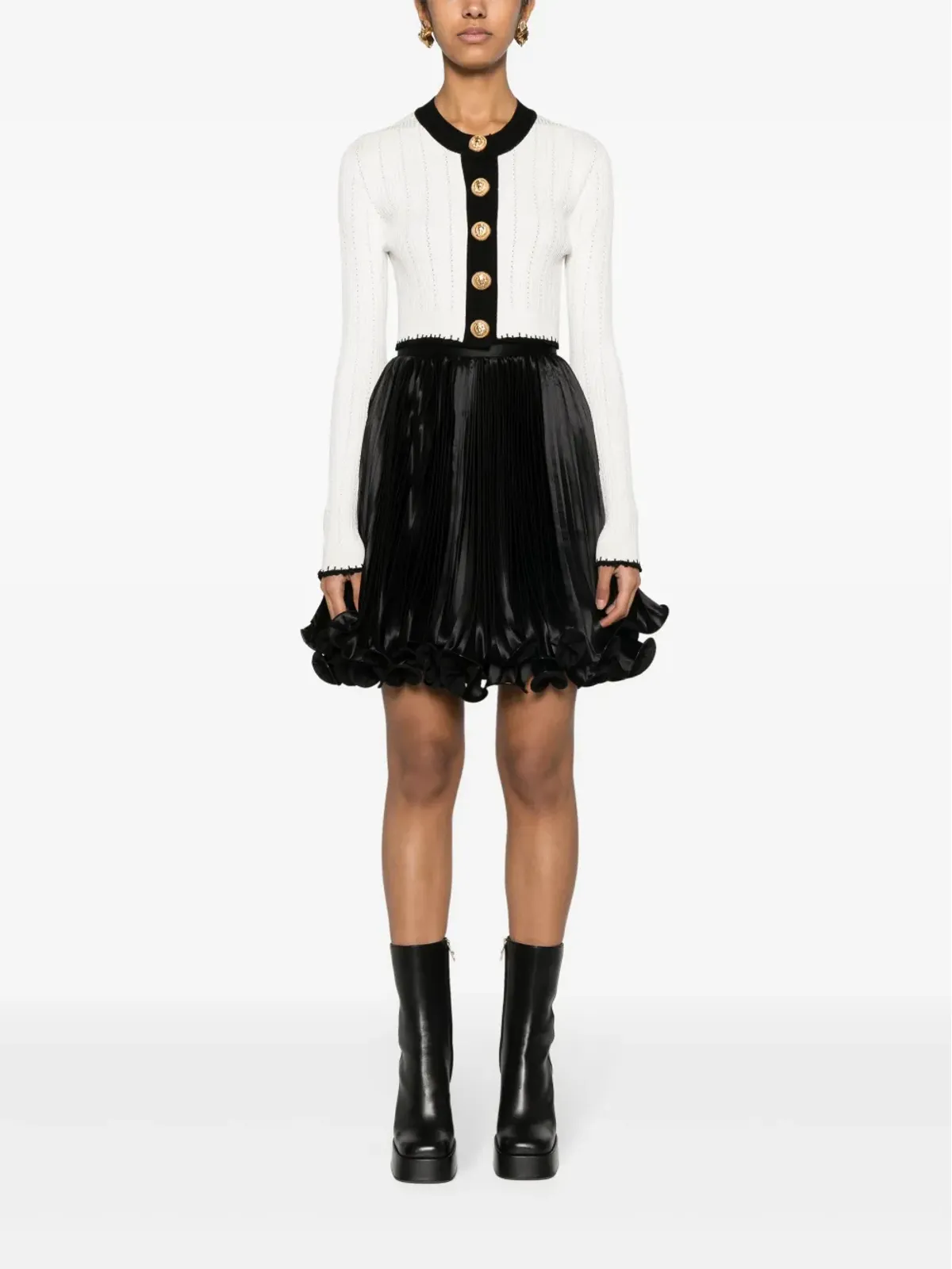 Balmain プリーツサテン ミニスカート - ブラック - 画像2
