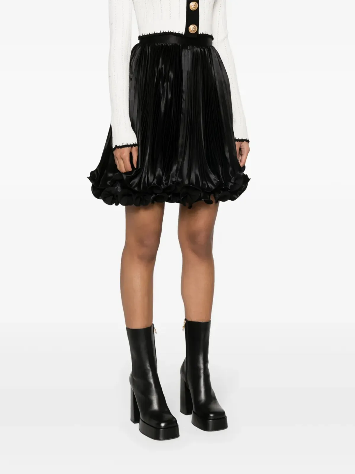Balmain プリーツサテン ミニスカート - ブラック - 画像3