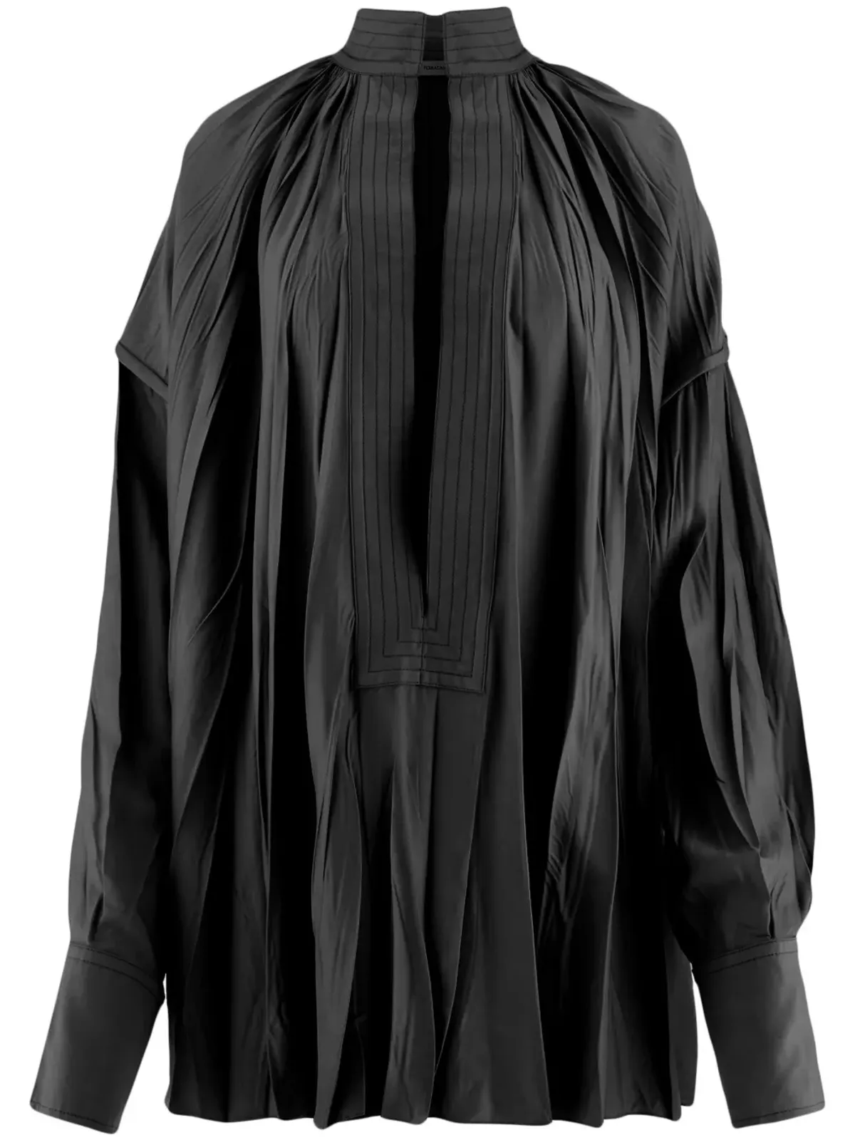 Ferragamo カフタン シワ加工シャツ - ブラック - 画像1