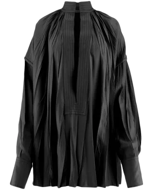 Ferragamo カフタン シワ加工シャツ - ブラック - サムネイル1