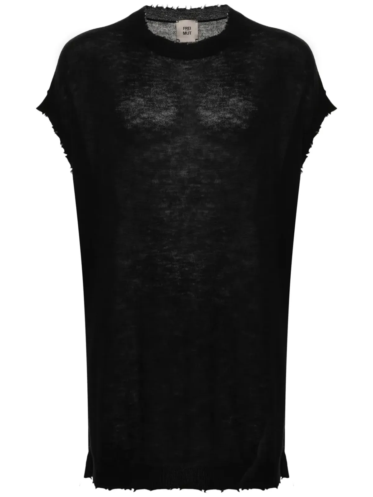 Frei-Mut キヤリング distressed カシミヤ Tシャツ - ブラック - 画像1