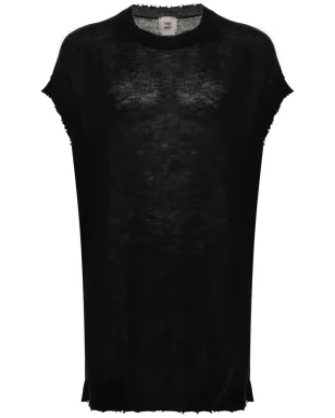 Frei-Mut キヤリング distressed カシミヤ Tシャツ - ブラック - サムネイル1