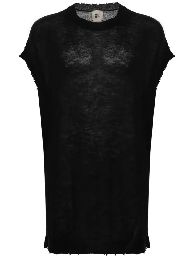 FREI-MUT Frei-Mut キヤリング distressed カシミヤ Tシャツ - ブラックの商品画像