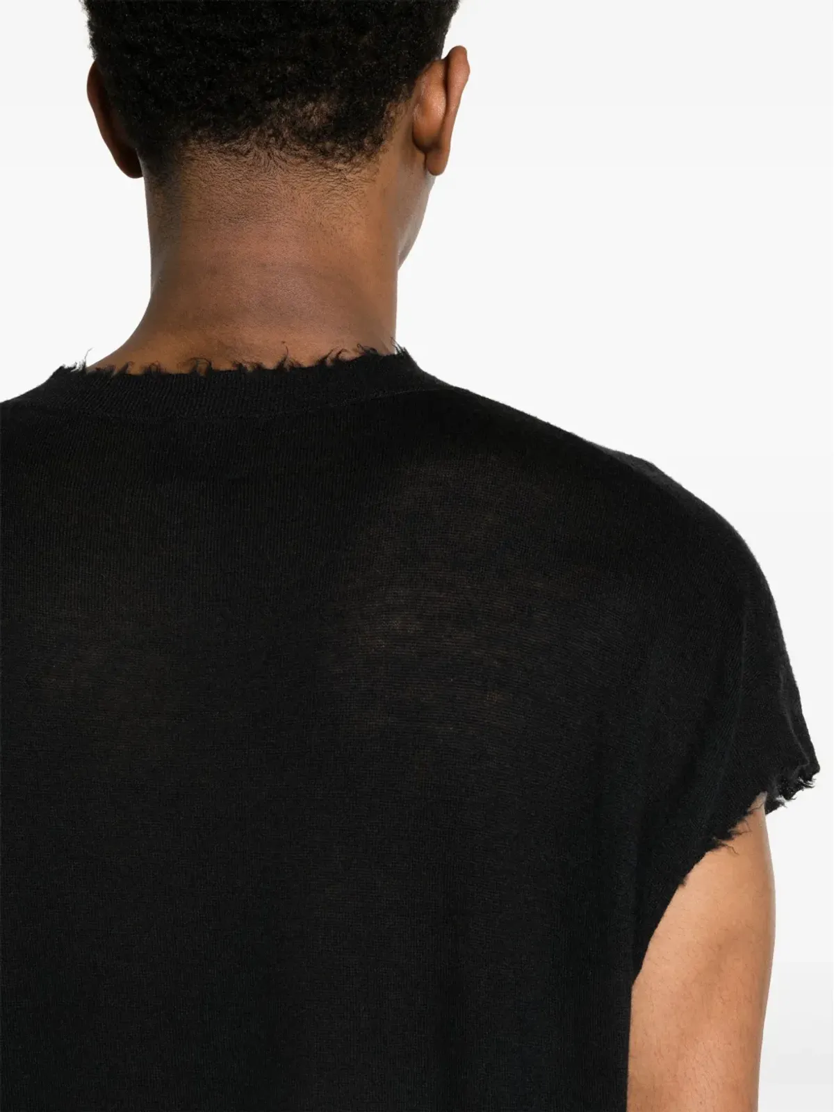 Frei-Mut キヤリング distressed カシミヤ Tシャツ - ブラック - 画像5