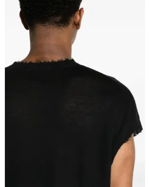 Frei-Mut キヤリング distressed カシミヤ Tシャツ - ブラック - サムネイル5