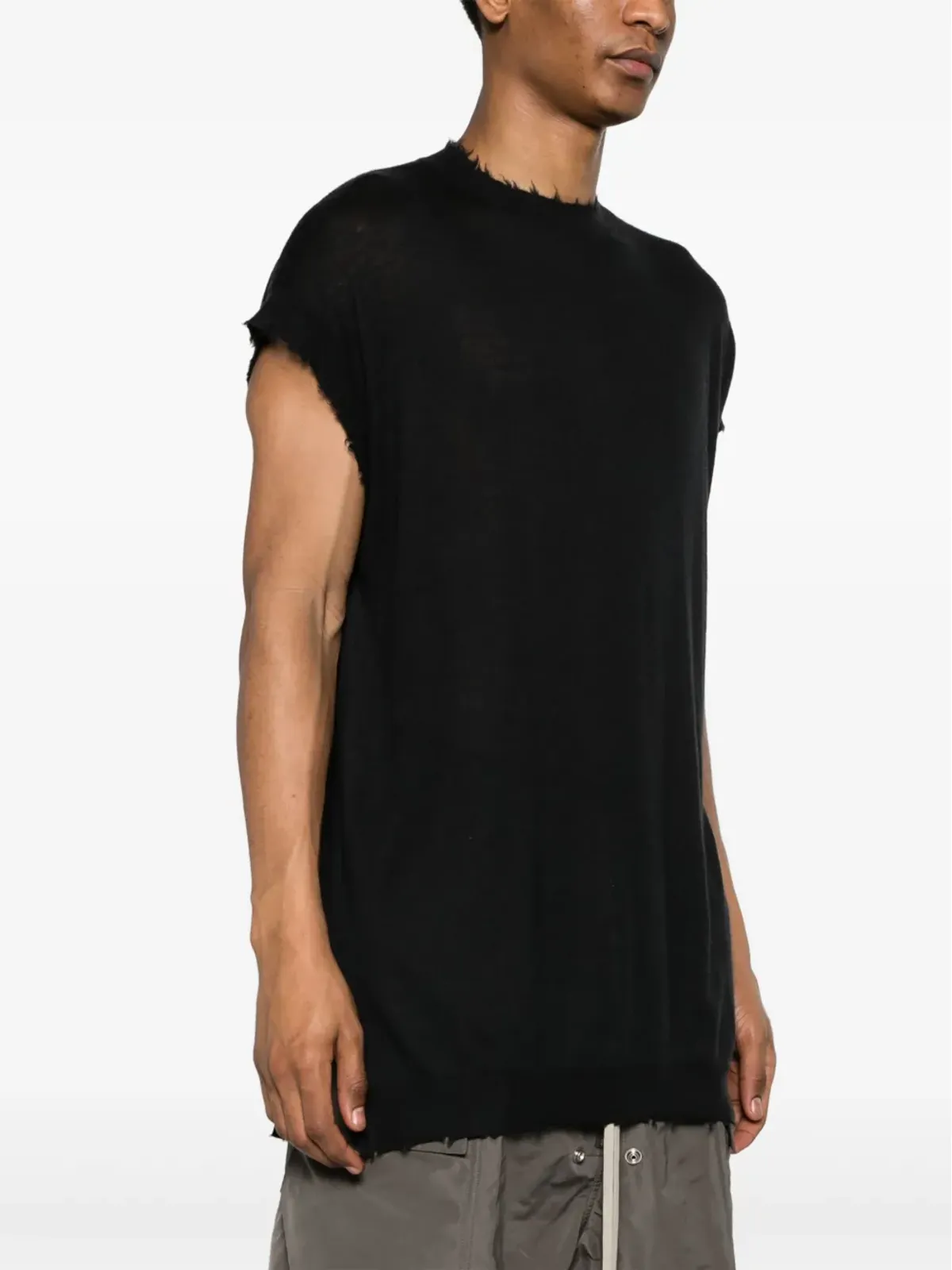 Frei-Mut キヤリング distressed カシミヤ Tシャツ - ブラック - 画像3
