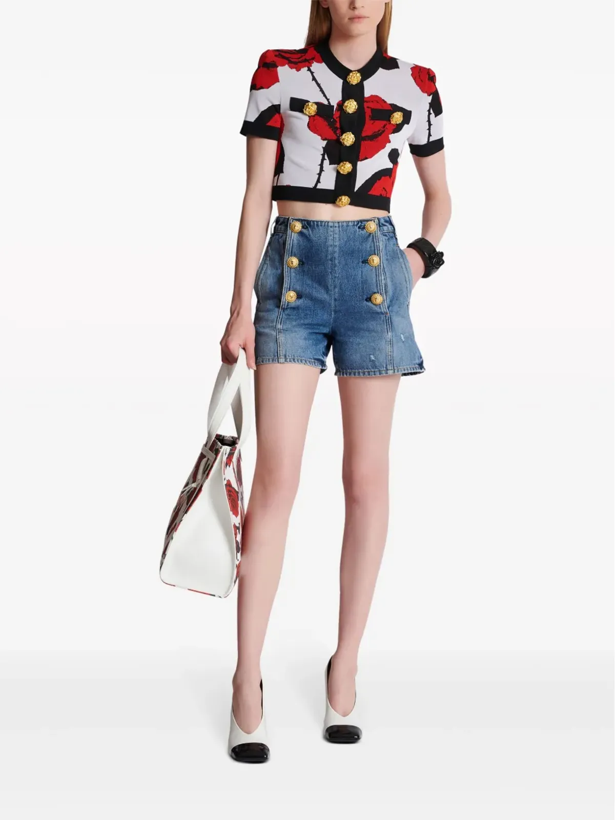 Balmain フローラルジャカード クロップドカーディガン - 画像2