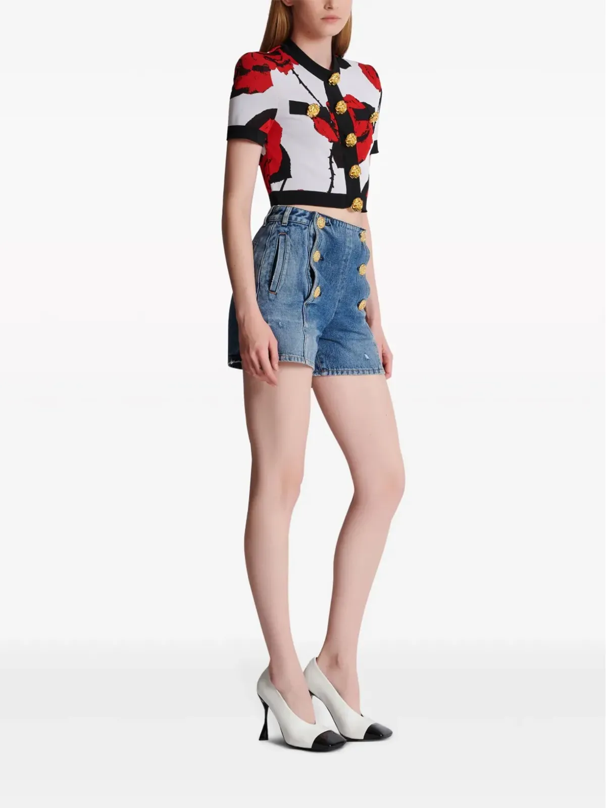 Balmain フローラルジャカード クロップドカーディガン - 画像3
