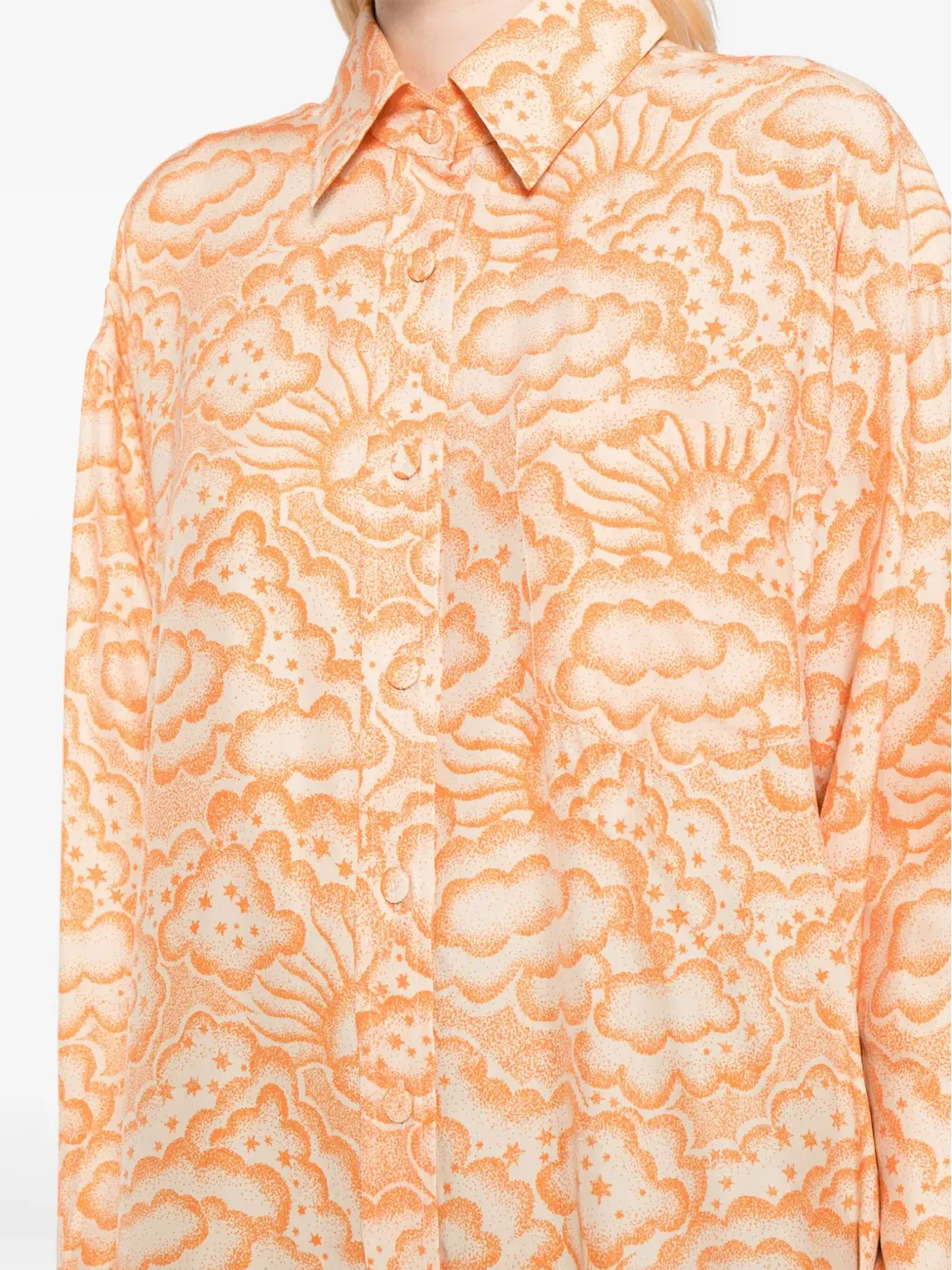 Stella McCartney クラウドプリント シルクシャツ オレンジ - 画像5