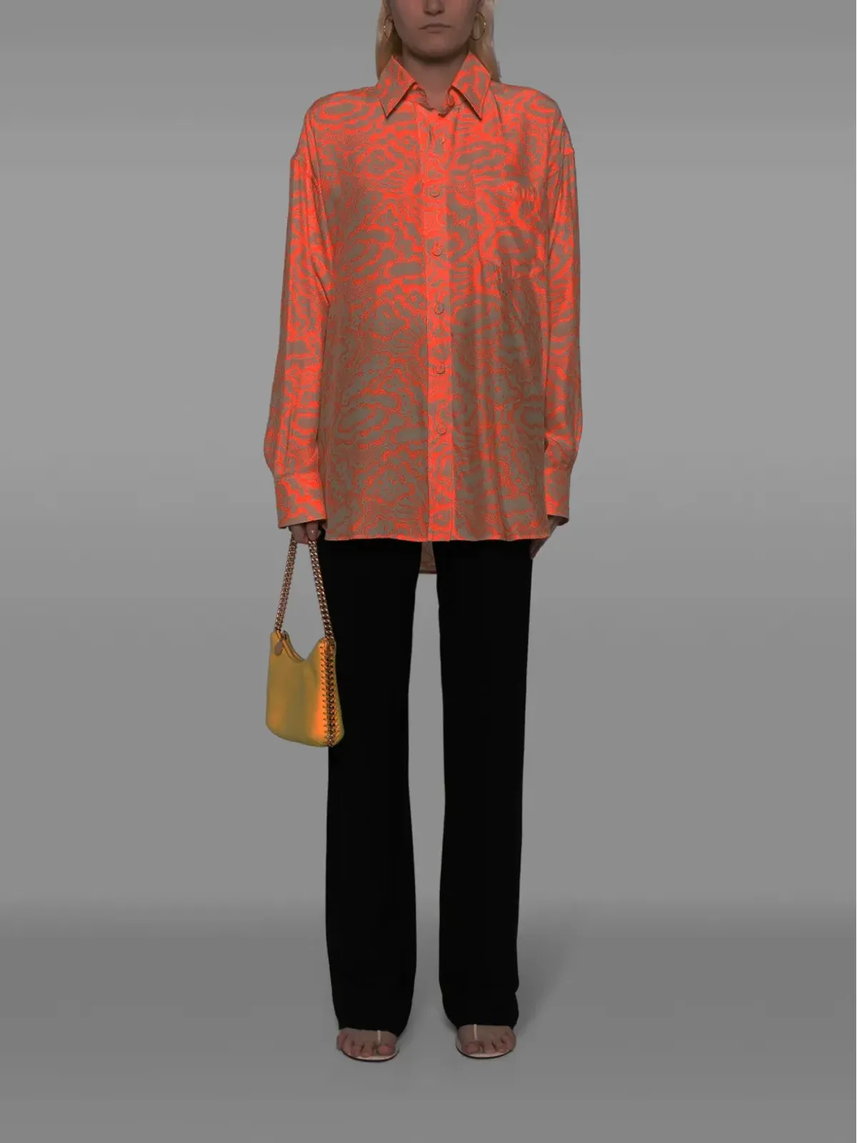Stella McCartney クラウドプリント シルクシャツ オレンジ - 画像2