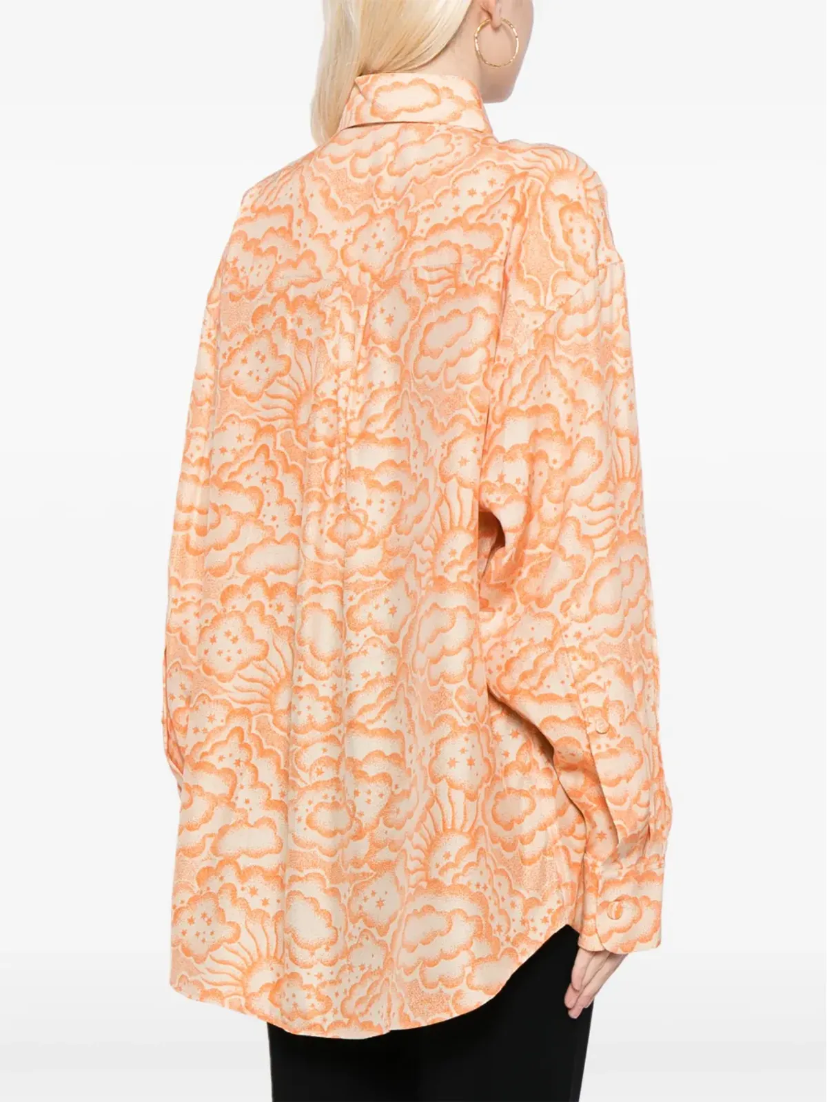 Stella McCartney クラウドプリント シルクシャツ オレンジ - 画像4