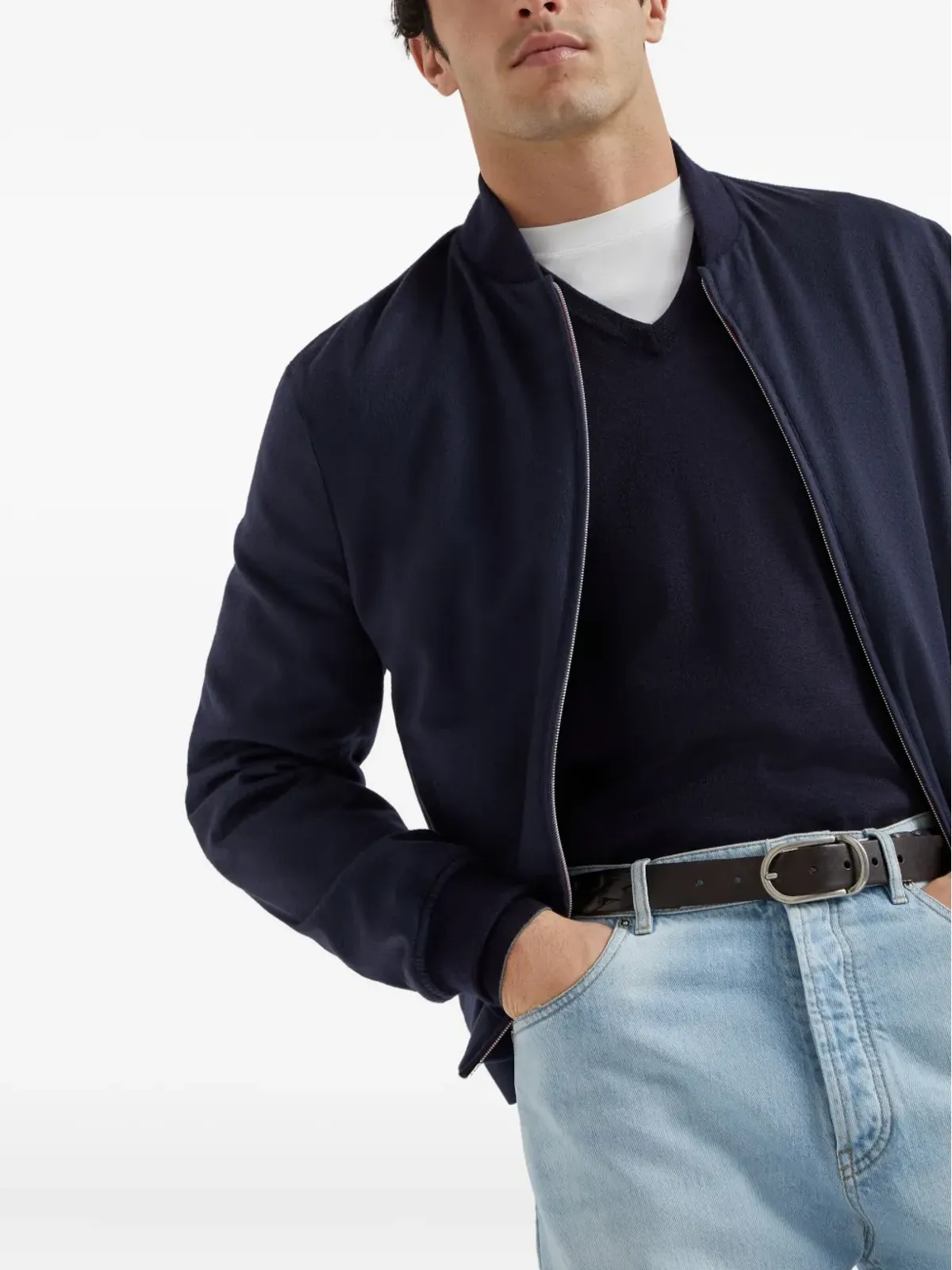Brunello Cucinelli リブ編み Vネック セーター - ブルー - 画像5