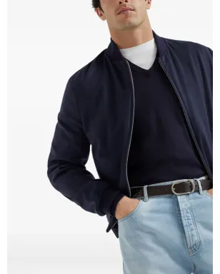 Brunello Cucinelli リブ編み Vネック セーター - ブルー - サムネイル5