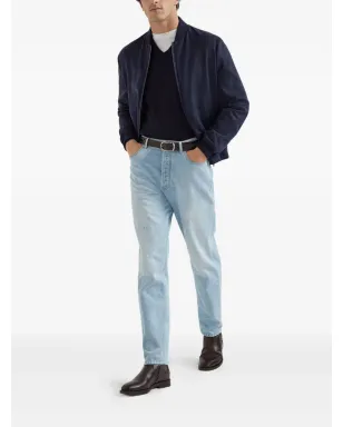 Brunello Cucinelli リブ編み Vネック セーター - ブルー - サムネイル2