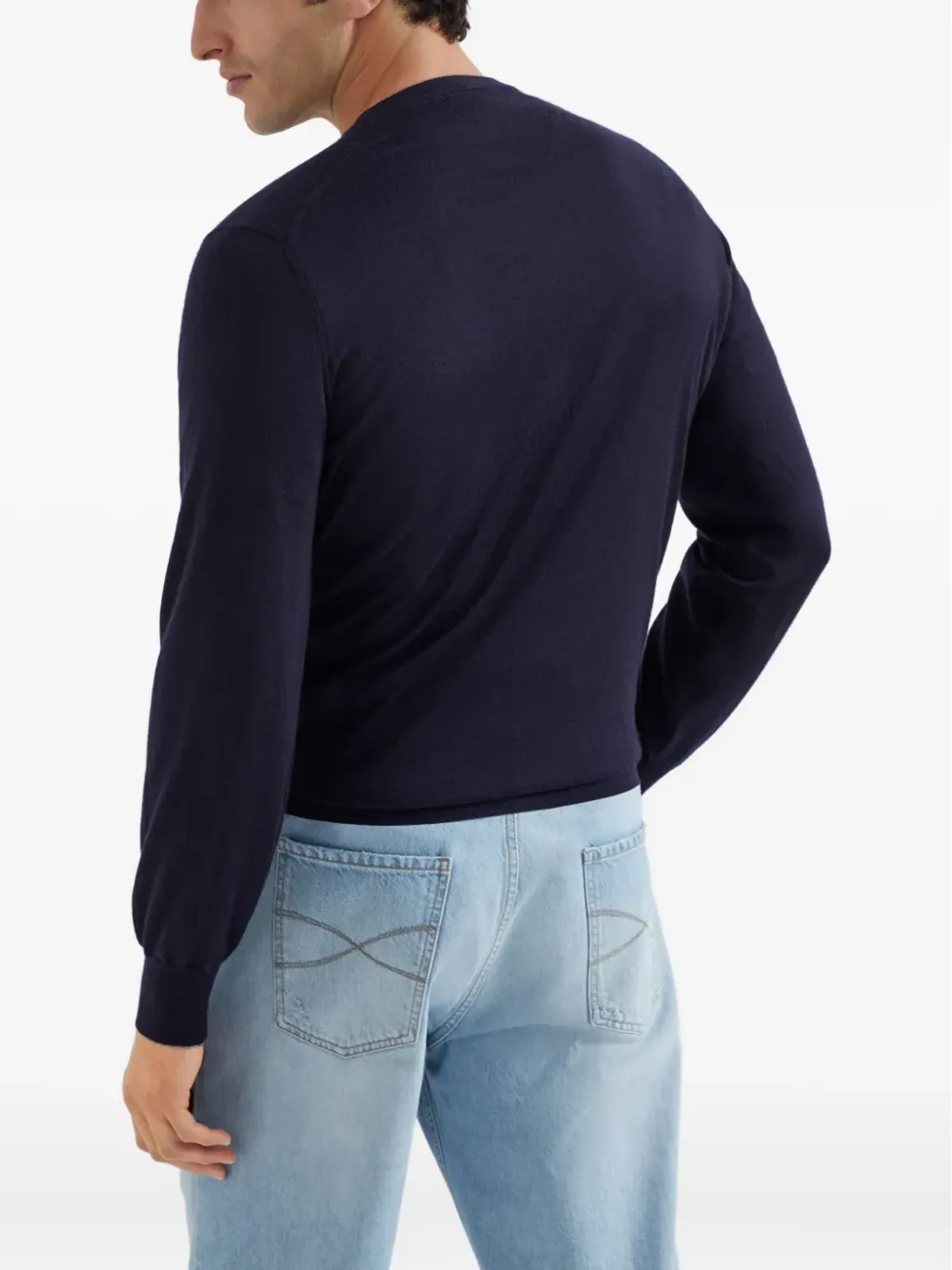 Brunello Cucinelli リブ編み Vネック セーター - ブルー - 画像4
