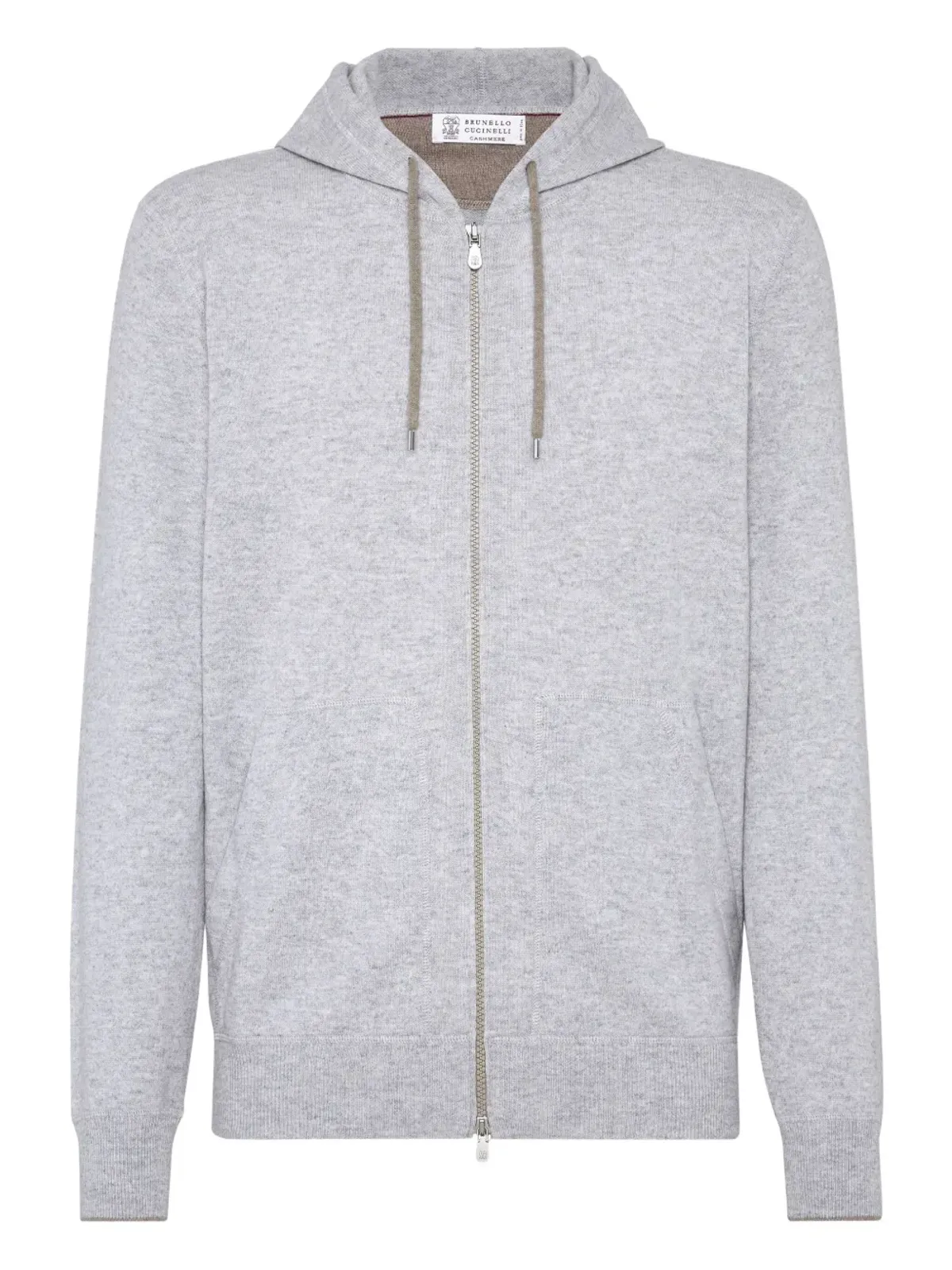 Brunello Cucinelli フロントジップ カシミア パーカー グレー - 画像1