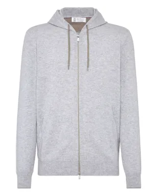 Brunello Cucinelli フロントジップ カシミア パーカー グレー - サムネイル1
