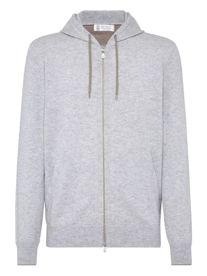 Brunello Cucinelli Brunello Cucinelli フロントジップ カシミア パーカー グレーの商品画像