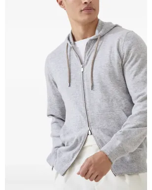 Brunello Cucinelli フロントジップ カシミア パーカー グレー - サムネイル3