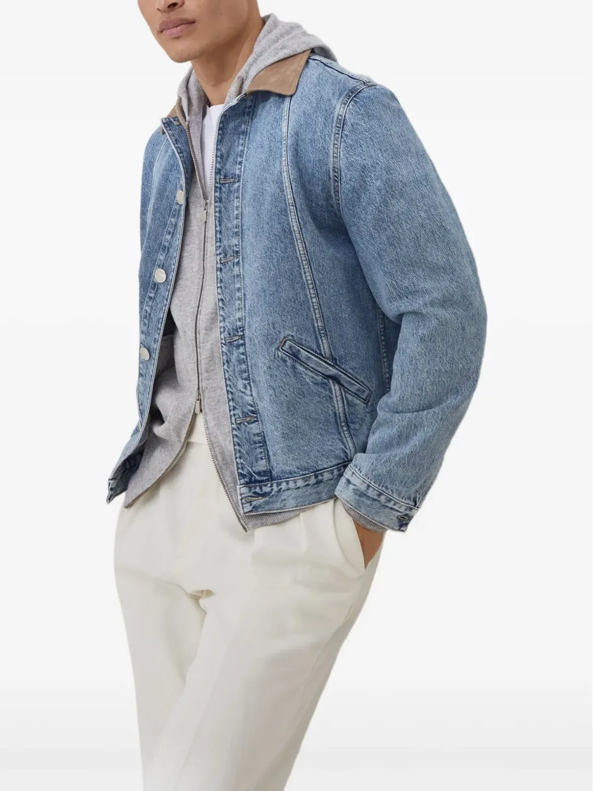Brunello Cucinelli フロントジップ カシミア パーカー グレー - 画像4