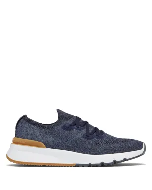Brunello Cucinelli メッシュニット レースアップスニーカー - ブルー - サムネイル1