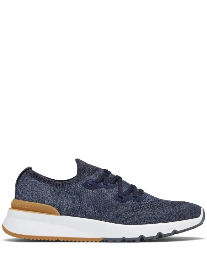 Brunello Cucinelli Brunello Cucinelli メッシュニット レースアップスニーカー - ブルーの商品画像