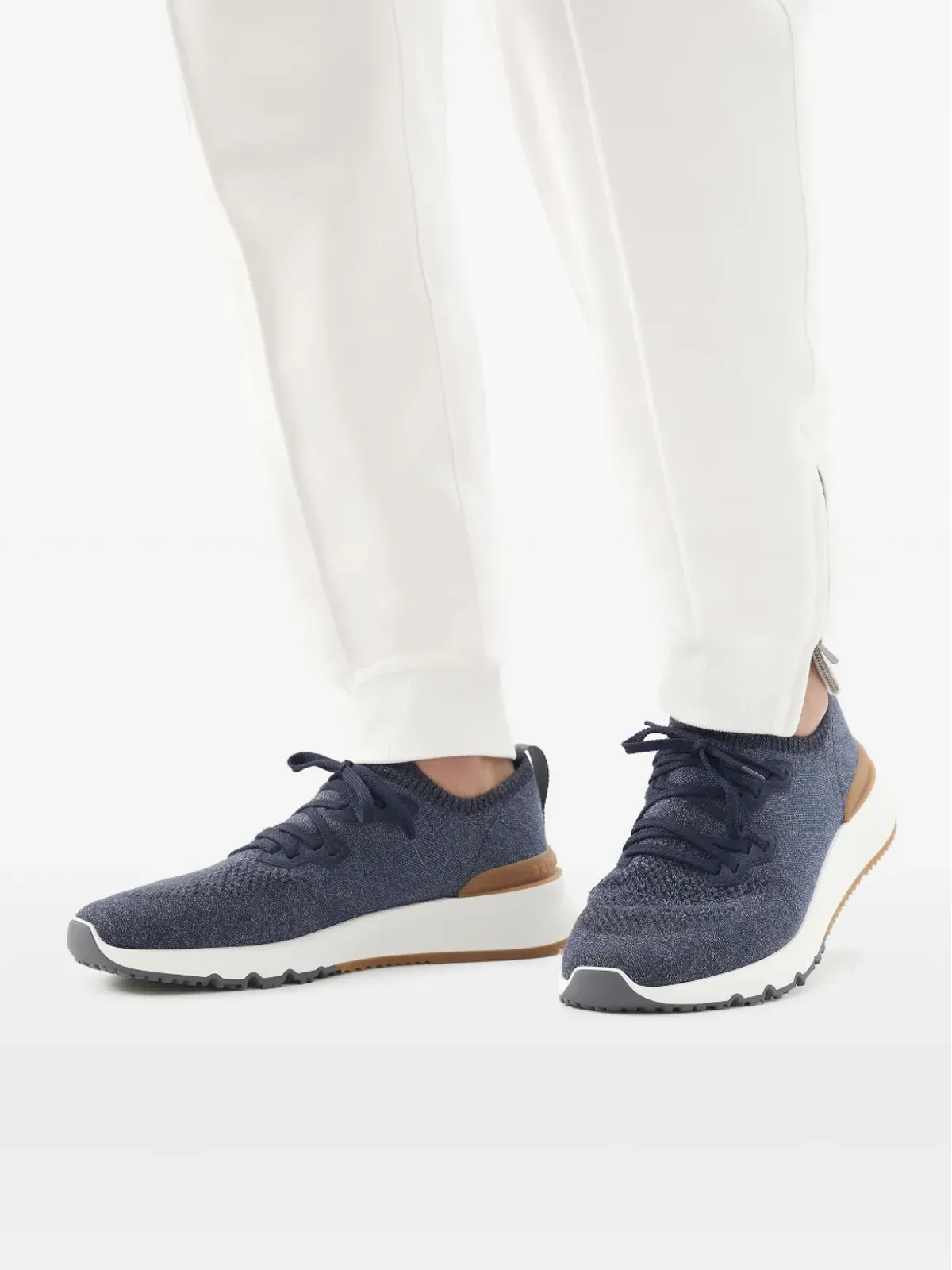Brunello Cucinelli メッシュニット レースアップスニーカー - ブルー - 画像5
