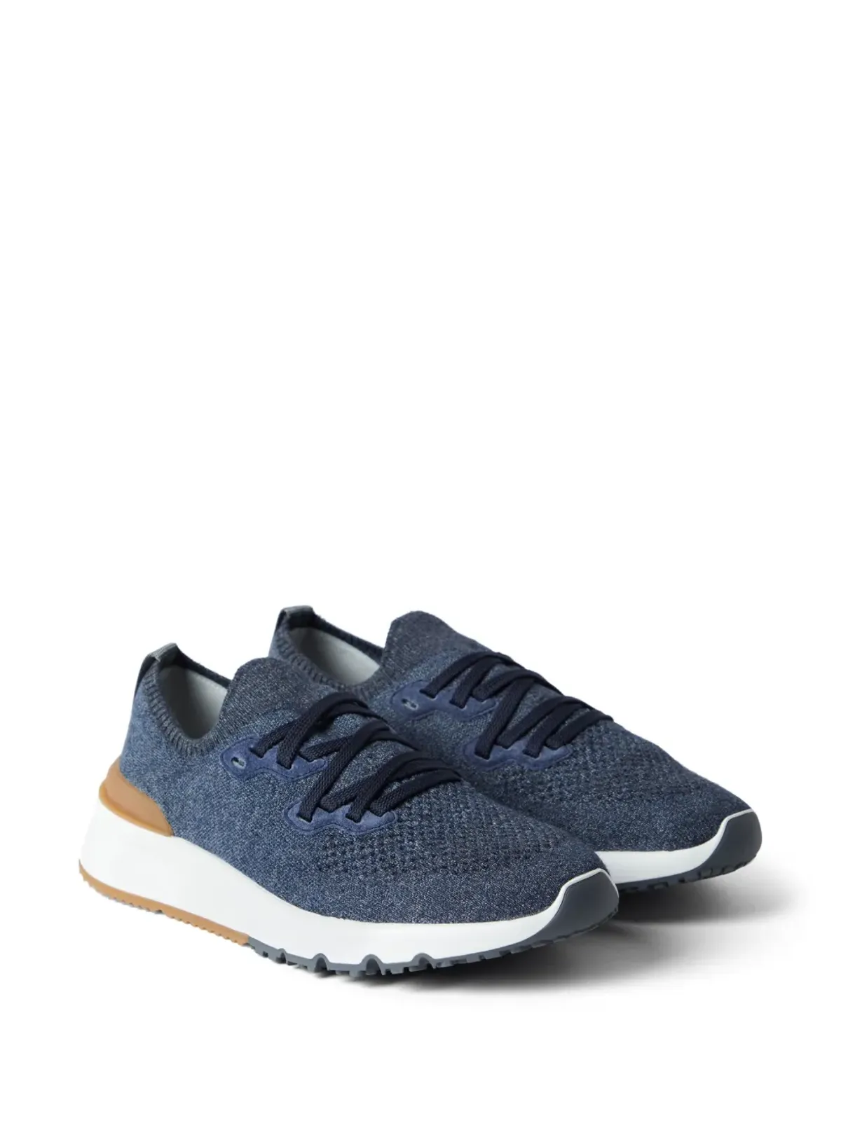 Brunello Cucinelli メッシュニット レースアップスニーカー - ブルー - 画像2